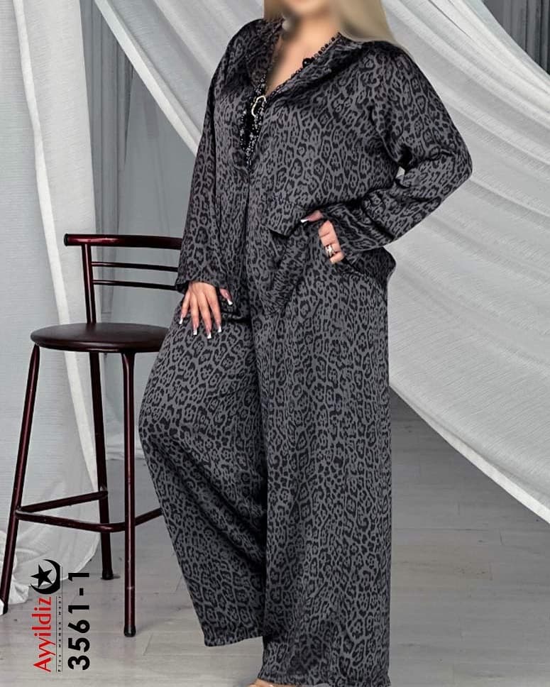 ست کت شلوار ساتن زنانه سایز بزرگ کد 3561