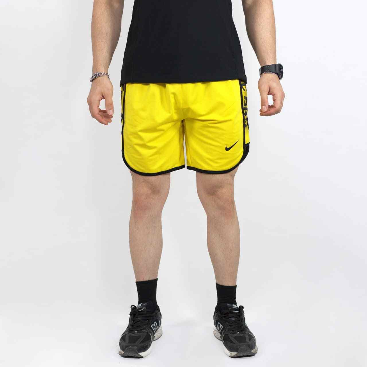 شلوارک مردانه بغل تیکه دار چاکدار نایک پرو زرد