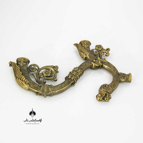 شاخه دو لامپ پانیذ لاکچری 41 سانت با آبکاری آنتیک چینی