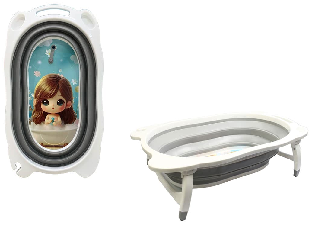 وان حمام نوزاد و کودک خاکستری رنگ مدل تاشو آکاردئونی طرح دار برند یوشیتا