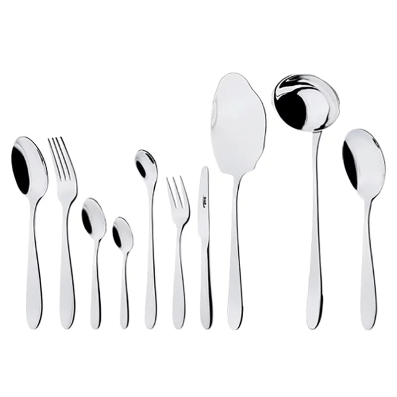 سرویس قاشق و چنگال 24 نفره ناب استیل طرح ورونا استیل براق (98 پارچه)