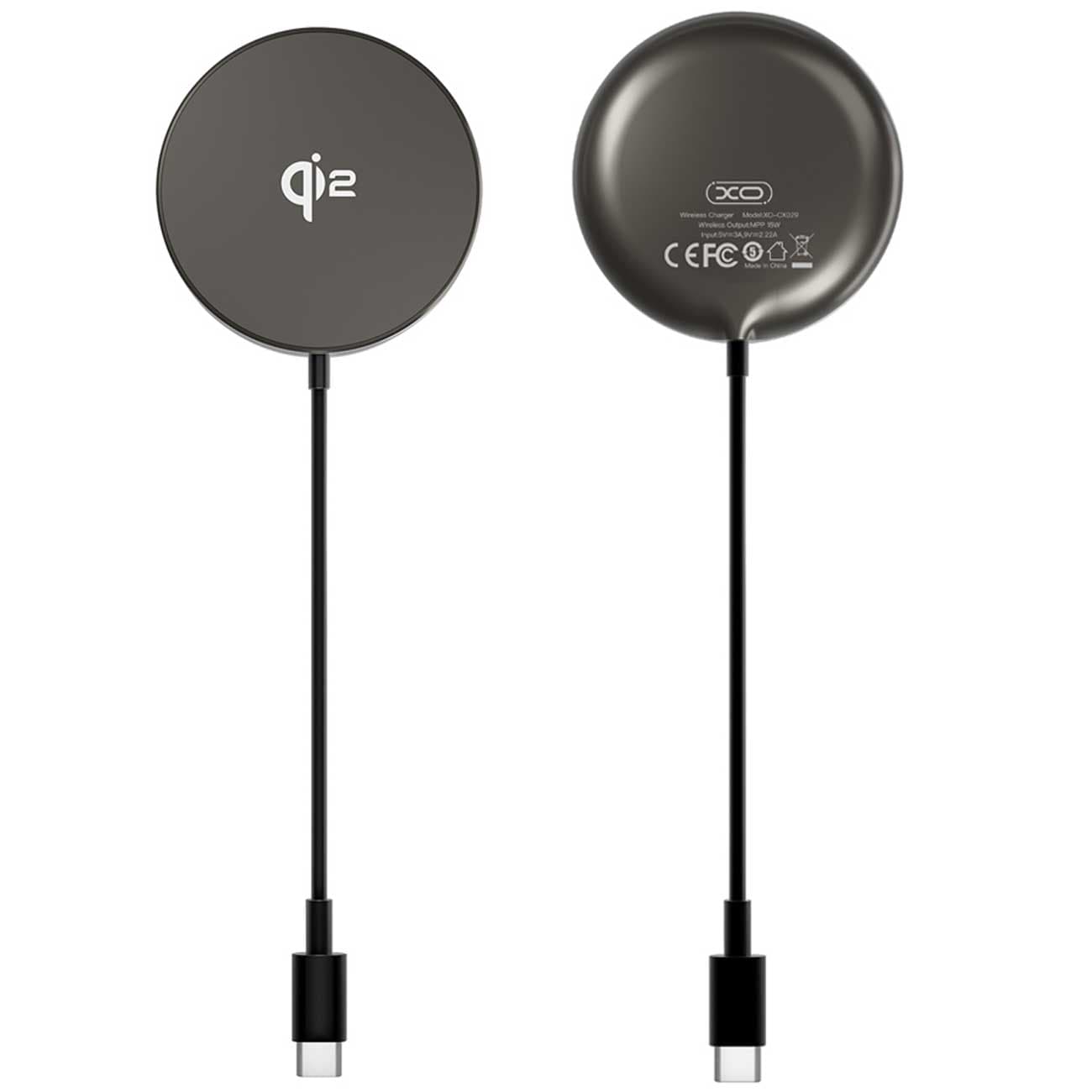 شارژر بی سیم آیفون 15 وات ایکس او با کابل تایپ سی 1.2 متری CX029