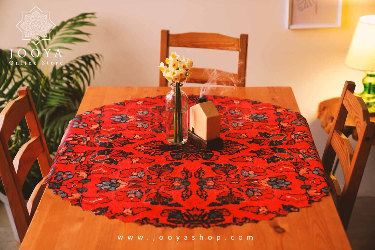 رومیزی مخمل گرد گلیم