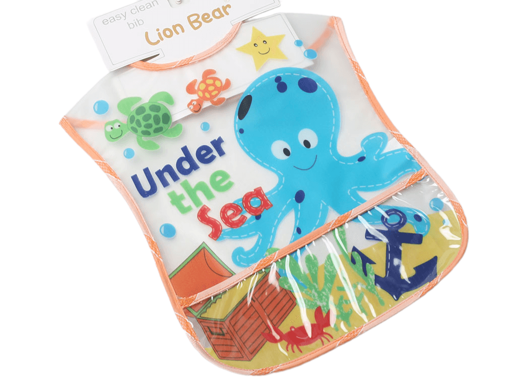 پبشبند ژله ای و جیب دار شفاف طرح حیوانات لیون بیر lion bear