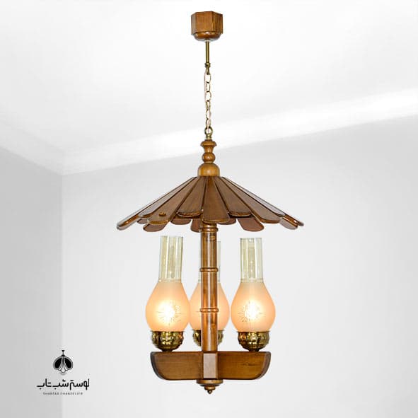 لوستر آویز چوبی 3 شعله روکو دارکار کد 225