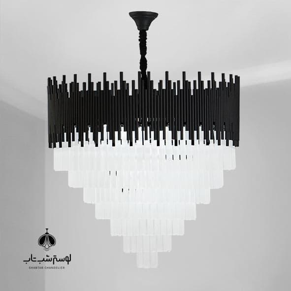 لوستر آویز کریستالی MO 4425 قطر 70 مشکی با کریستال