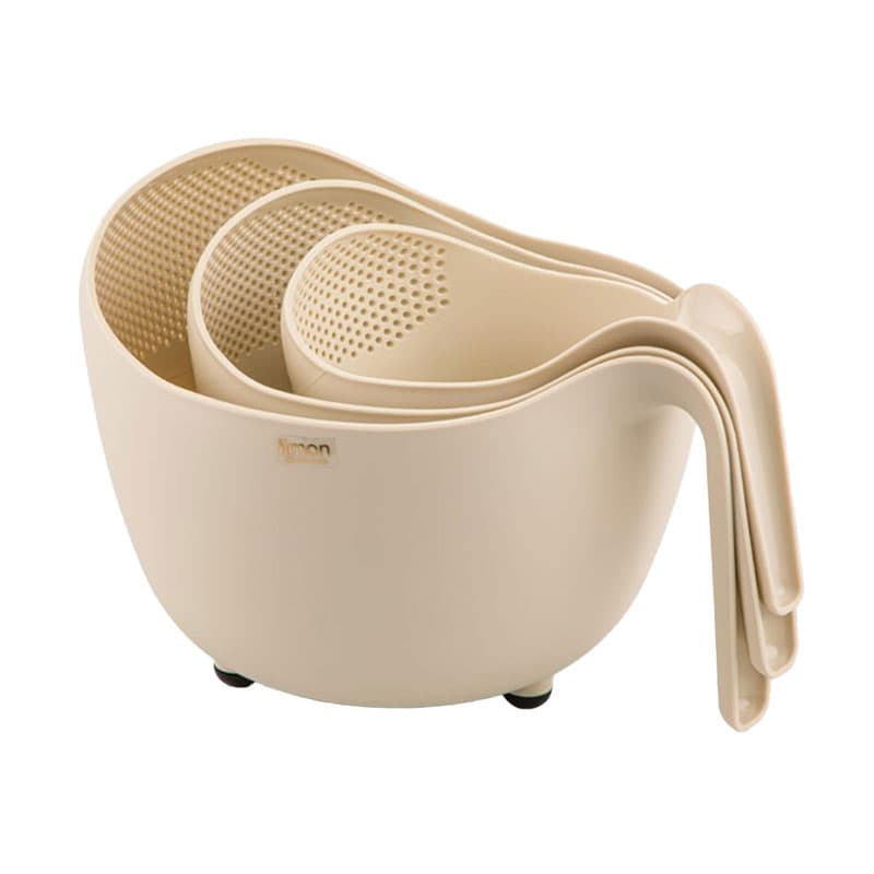 ست آبکش برنج لیمون (ست برنج شوی دسته دار 3 سایز)