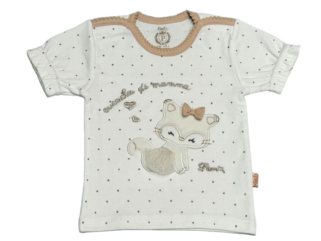 بلوز آستین کوتاه نوزادی دخترانه طرح لیتل فاکس پاریز Pariz