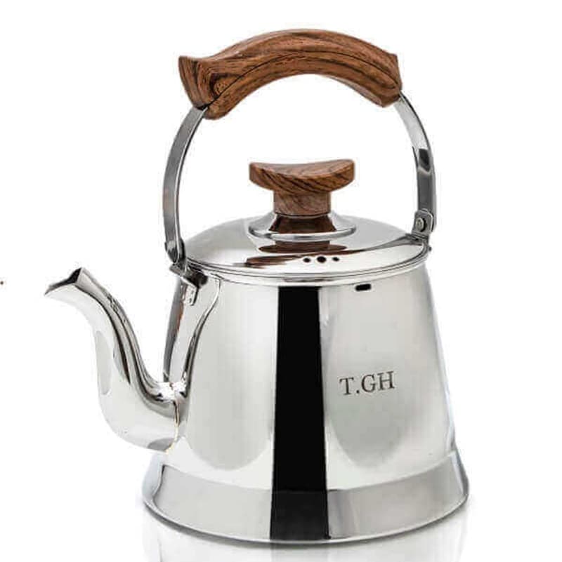 کتری استیل لوله دار 3 لیتر براق کف چدن قیطاسی کد 30805