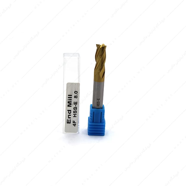 فرز سرتخت HSSE چهار پر طلایی قطر 8 کارگیر 20 دنباله 8 طول 63 میلی متر