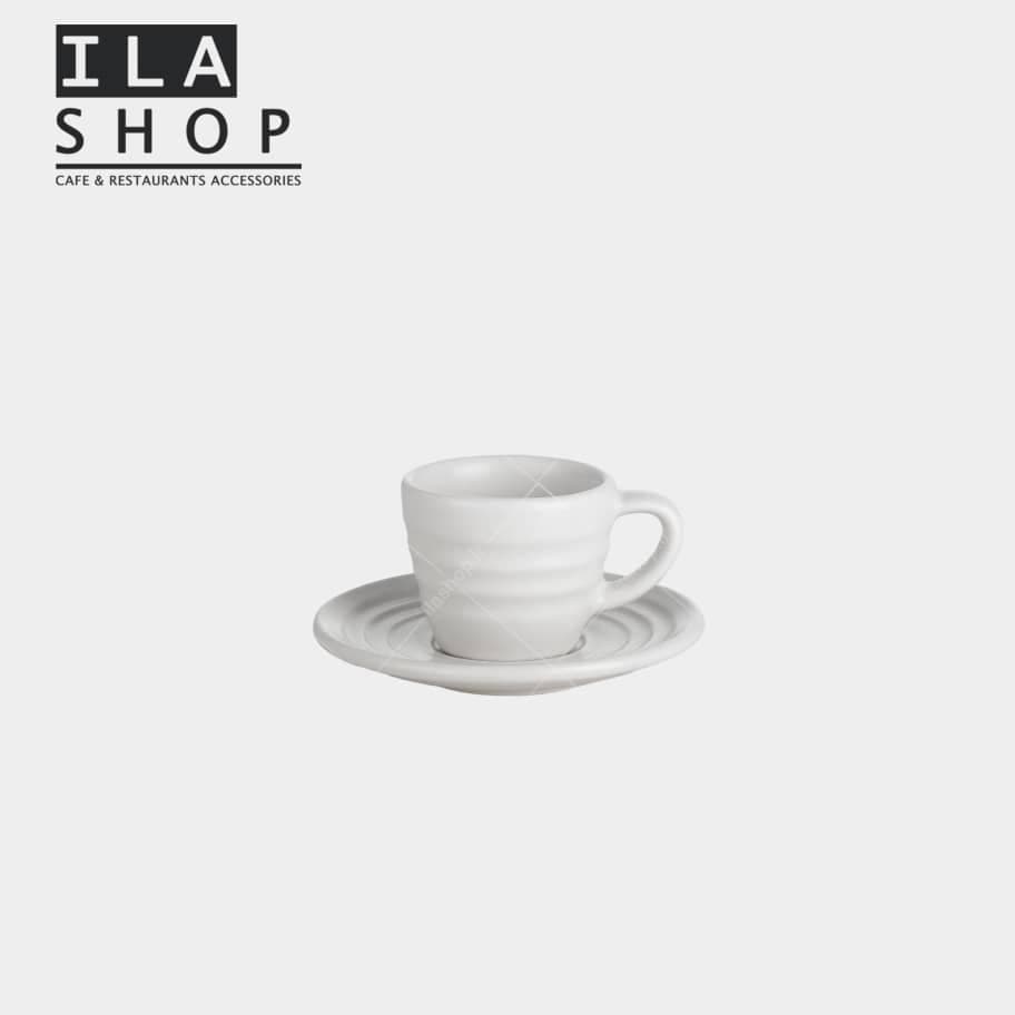 فنجان اسپرسو سفید رینگ دار شش عددی ایلا