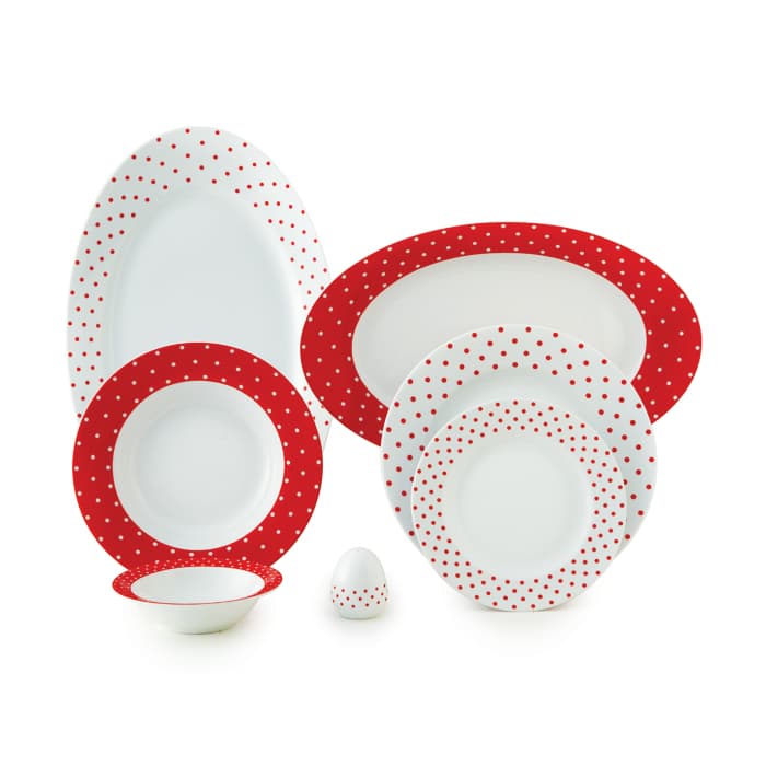 سرویس چینی زرین 6 نفره غذاخوری اسپاتی قرمز (28 پارچه)