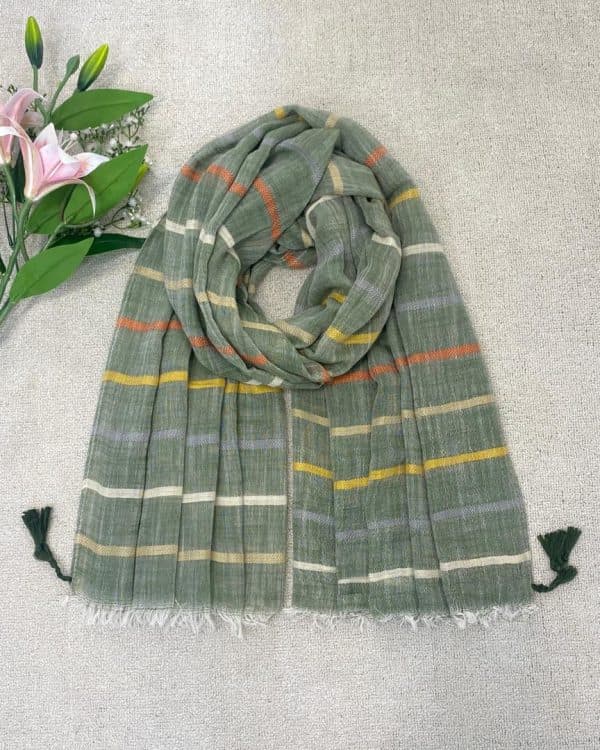 شال نخ لینن راه راه وارداتی