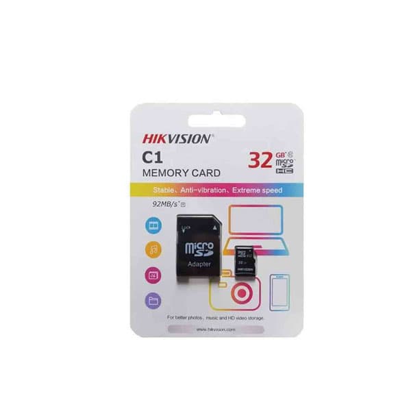 کارت حافظه microSDXC HIKVISION مدل C1 کلاس 10 استاندارد UHS-I U1 سرعت 92MBps ظرفیت 32گیگابایت به همراه آداپتور SD