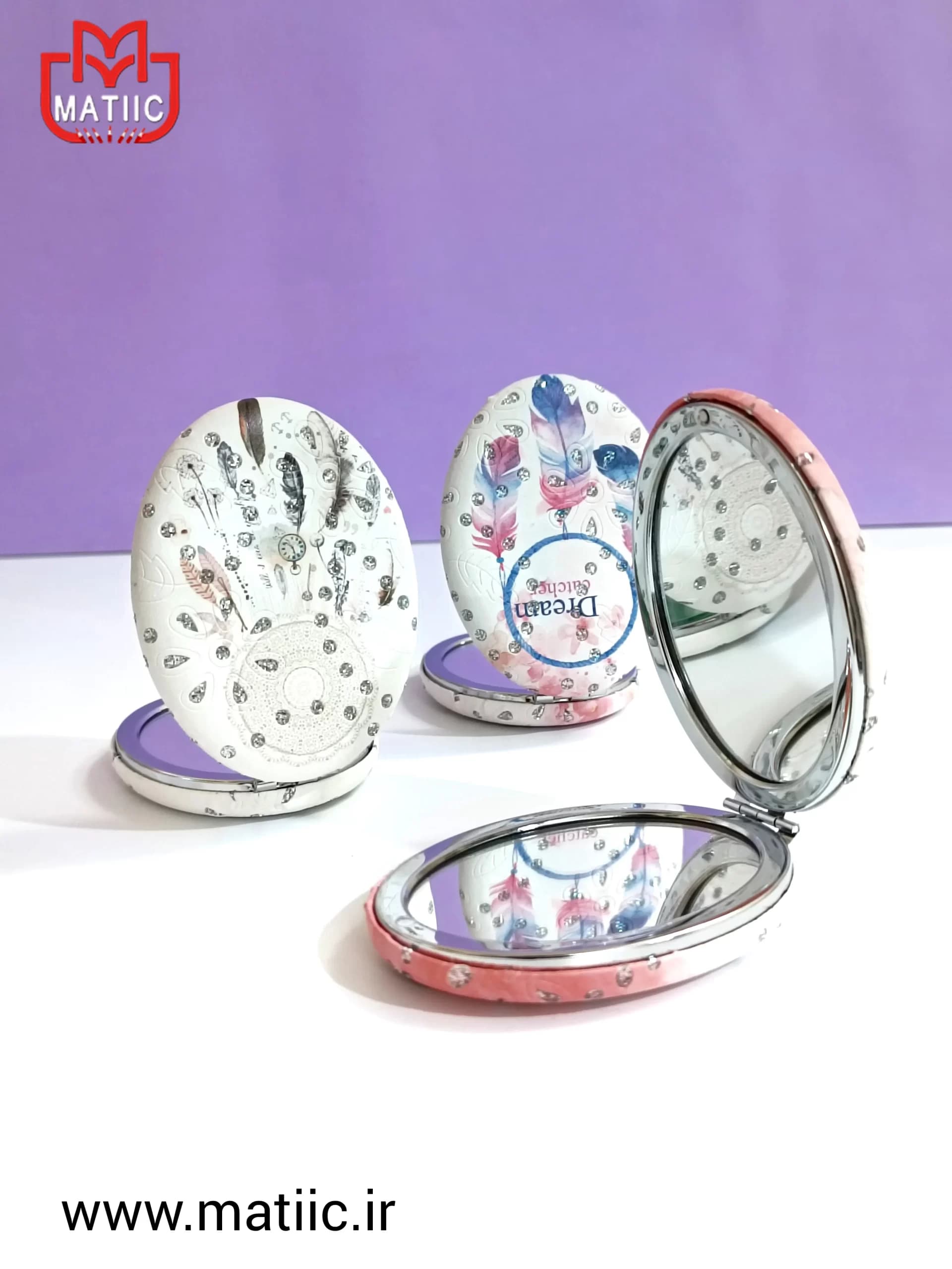 آینه جیبی دوطرفه لاکچری مدل بیضی