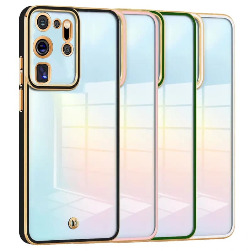 قاب اورجینال الکتروپلیتینگ Samsung Galaxy S20 Ultra مدل دور طلایی پشت شفاف