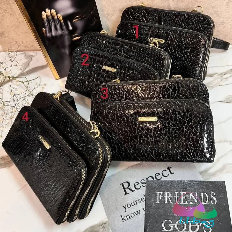 کیف زنانه مجلسی ورنی دوخانه کد 13023