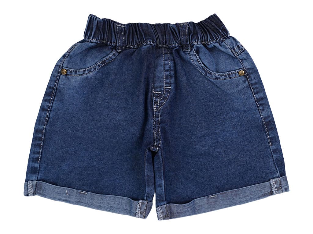 شلوارک جین کاغذی رنگ آبی تیره پاپو papo