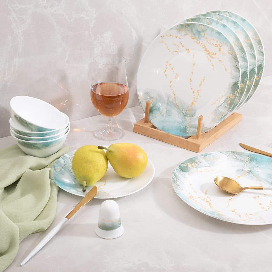 سرویس غذاخوری 28 پارچه مدل اسکای سبز پارس اپال کد 934