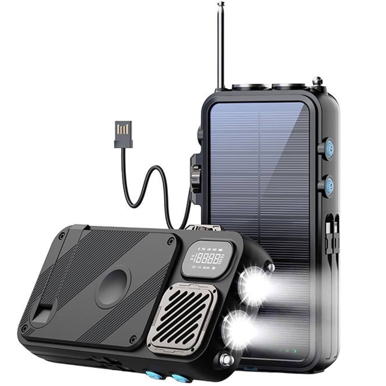 پاوربانک خورشیدی 16000 میلیآمپرساعت، اسپیکر بلوتوثی، رادیو، چراغ قوه، ساعت دیجیتالی و شارژر وایرلس اپل واچ پاورولوژی PPBCHA49