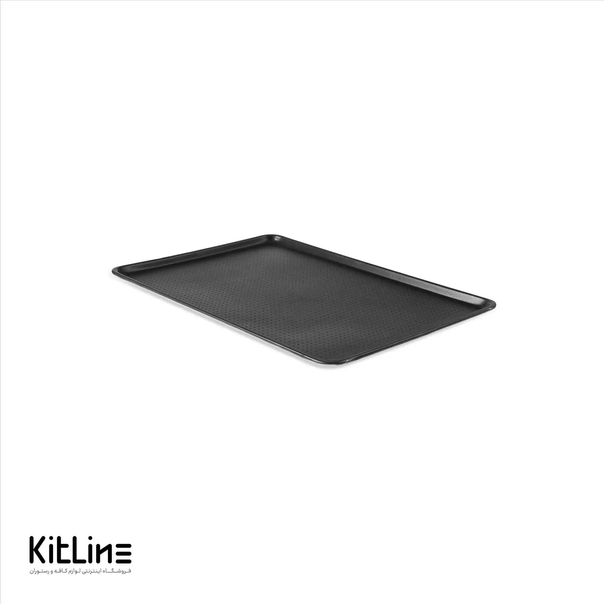 سینی فر ۴۰×۶۰ سانتیمتری آلومینیومی پانچ روکش تفلونی مشکی دور مفتولی