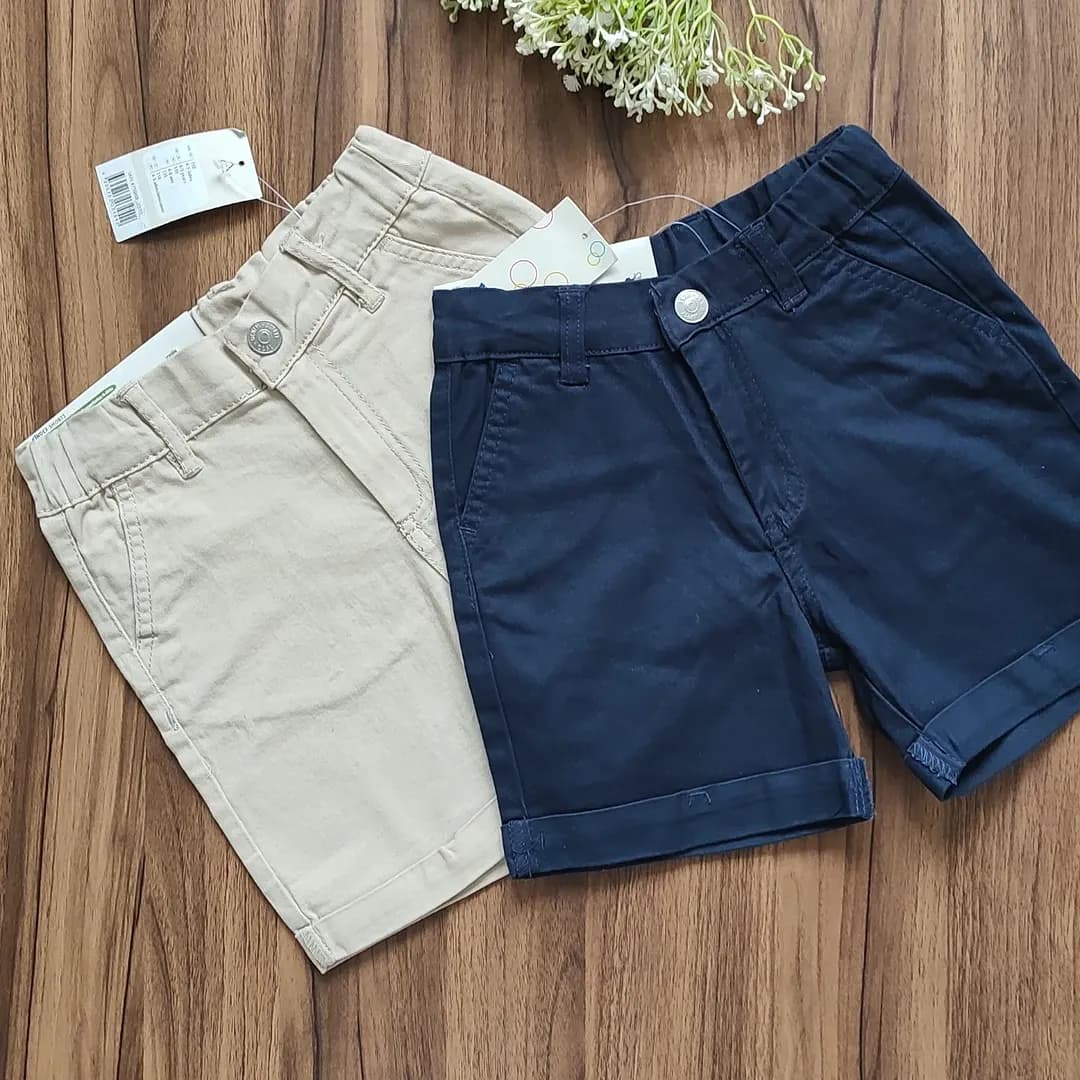 شلوارک کتان لوپیلو پسرانه رنگ کرم و سورمه ای