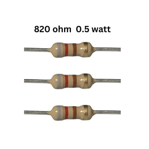 مقاومت ۸۲۰ اهم ۱/۲ یا ۰.۵ وات