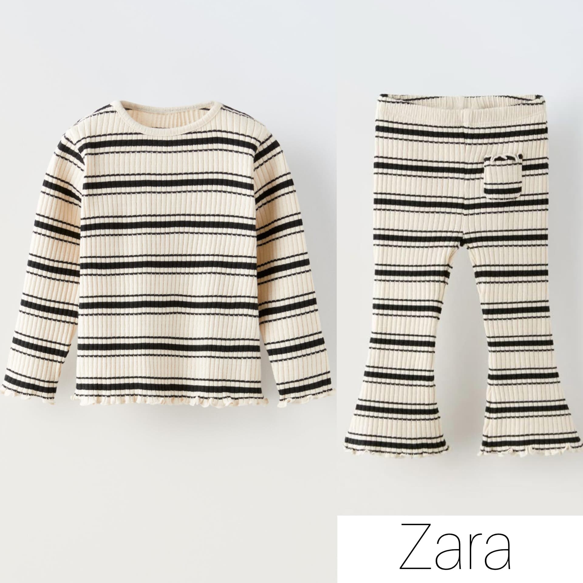 ست بلوز لگ کبریتی دخترانه اورجینال برند زارا طرح راه راه