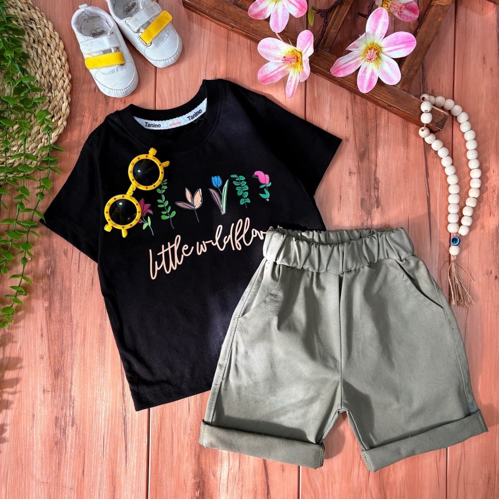 تیشرت شلوارک 4شاخه گل4056