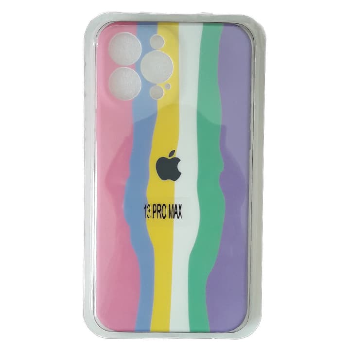 قاب سيليکون طرح دار رنگی کم رنگ iPhone 13 Pro Max