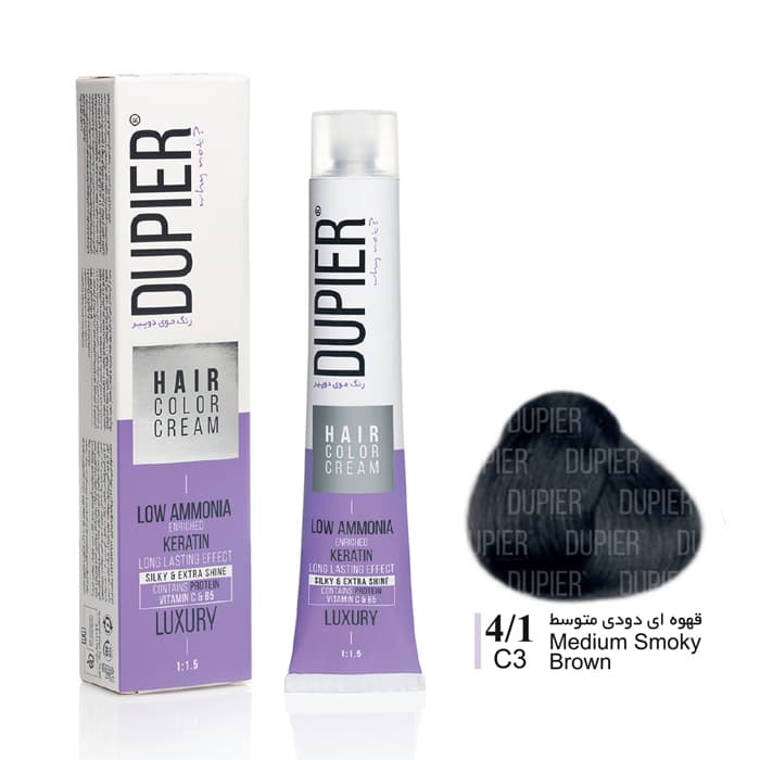 رنگ مو دوپیر قهوه ای دودی متوسط C3 حجم 100میل Dupier Hair Color