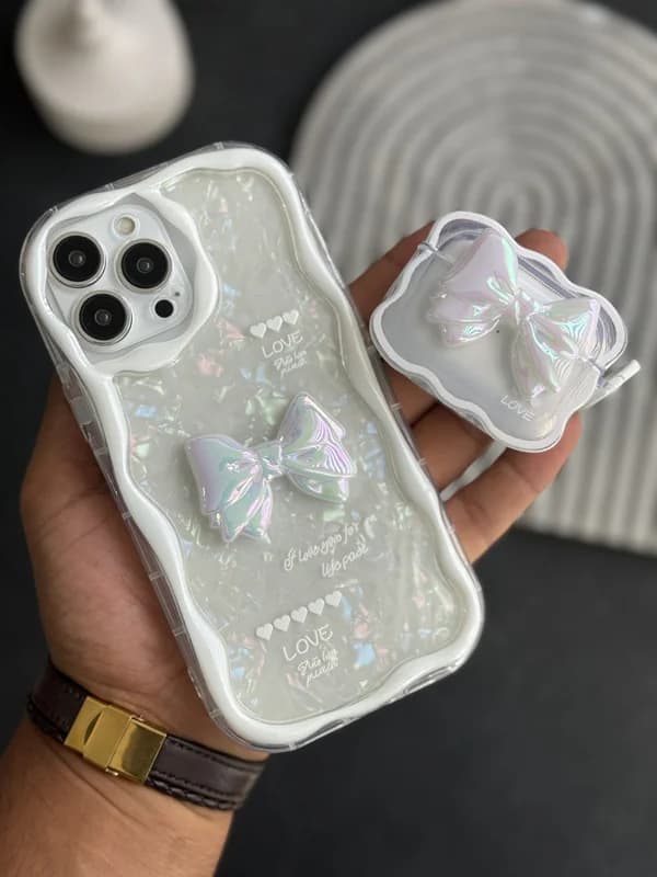 قاب موبایل آیفون پاپیون هفت رنگ سفید صدفی