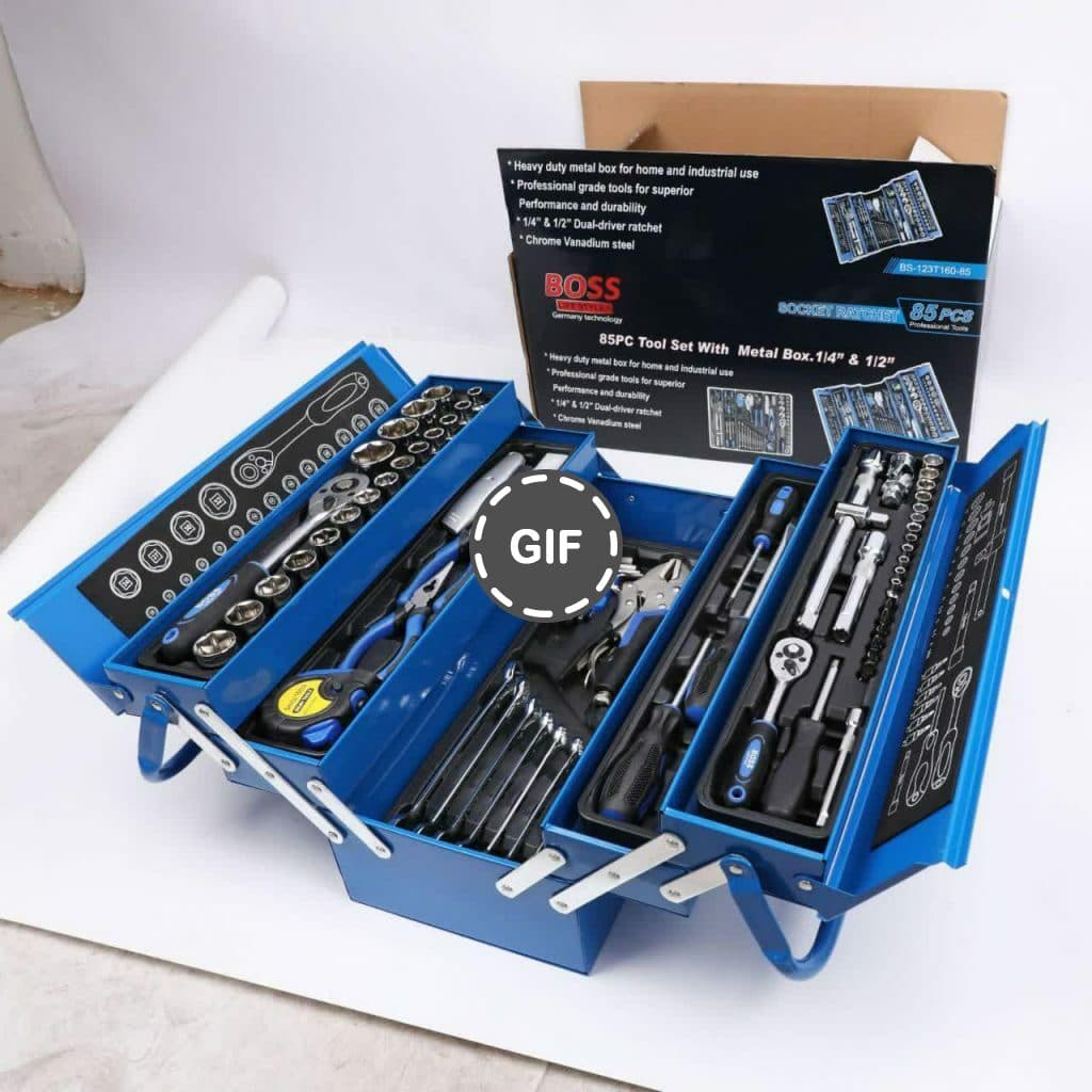 جعبه ابزار 85 پارچه صنعتی آبی باس مدل BS-123T160-85