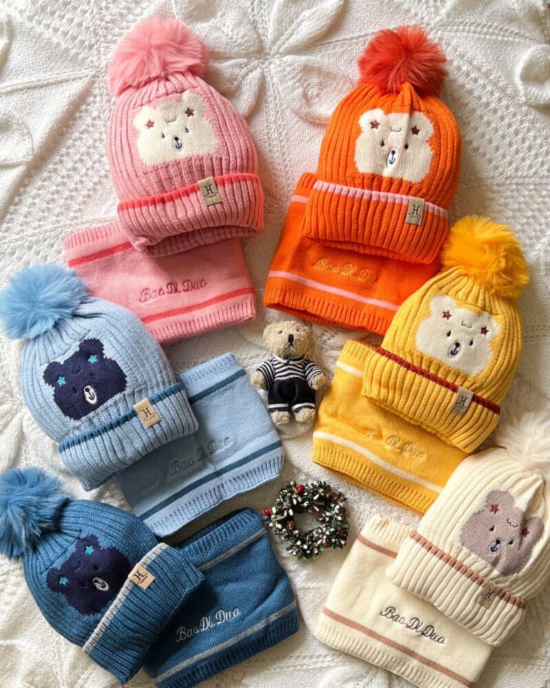 كلاه و شال گردن رينگي بافت خرسي