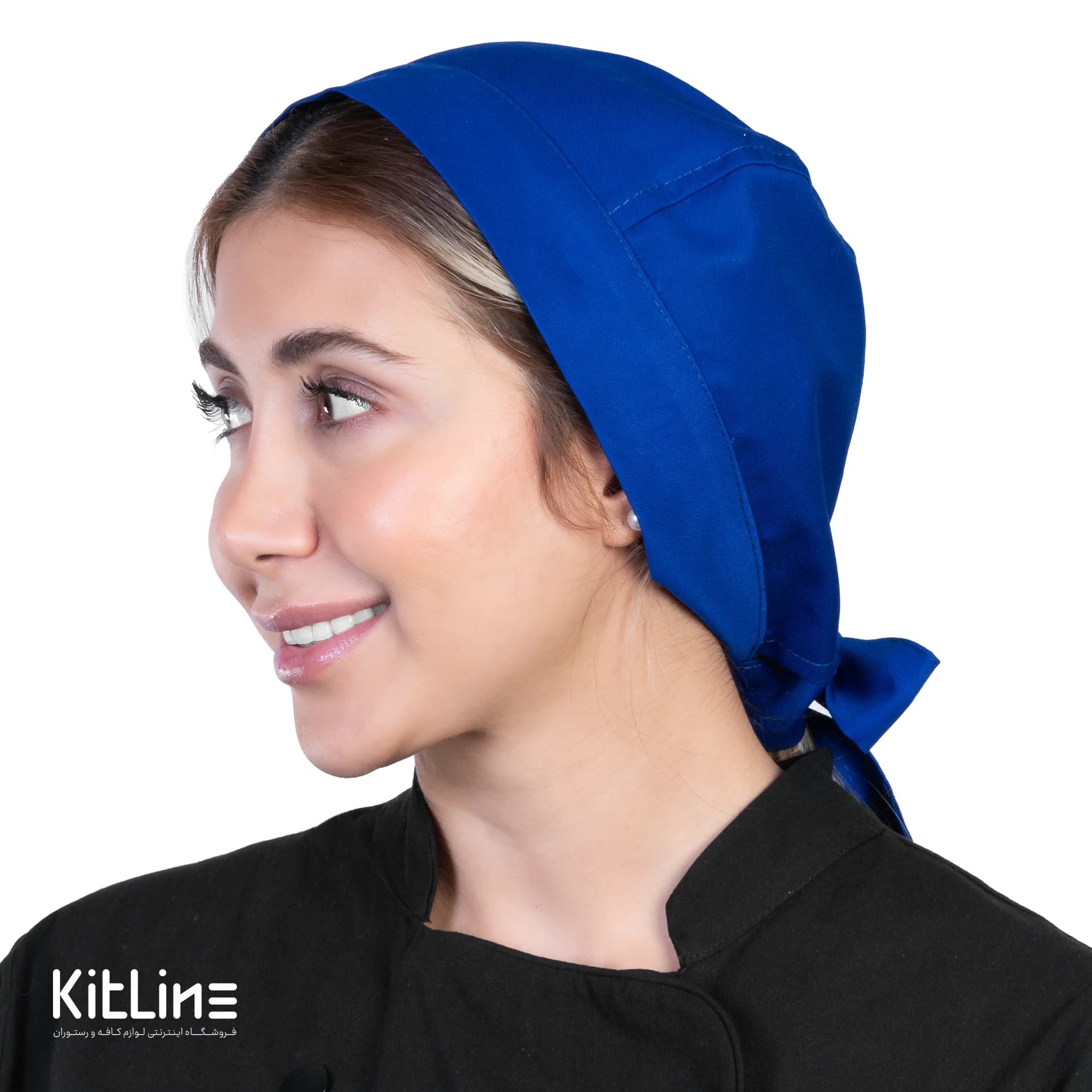 کلاه آشپزی بند دار ترگال کجراه آبی کاربنی فراز