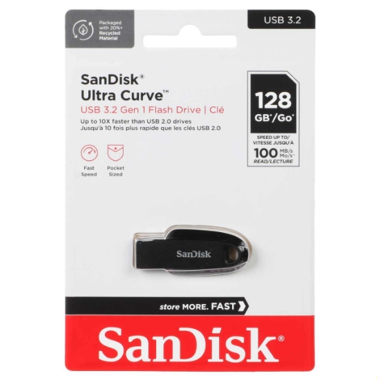 فلش مموری سن دیسک مدل Ultra Curve USB3.2 ظرفیت 128 گیگابایت