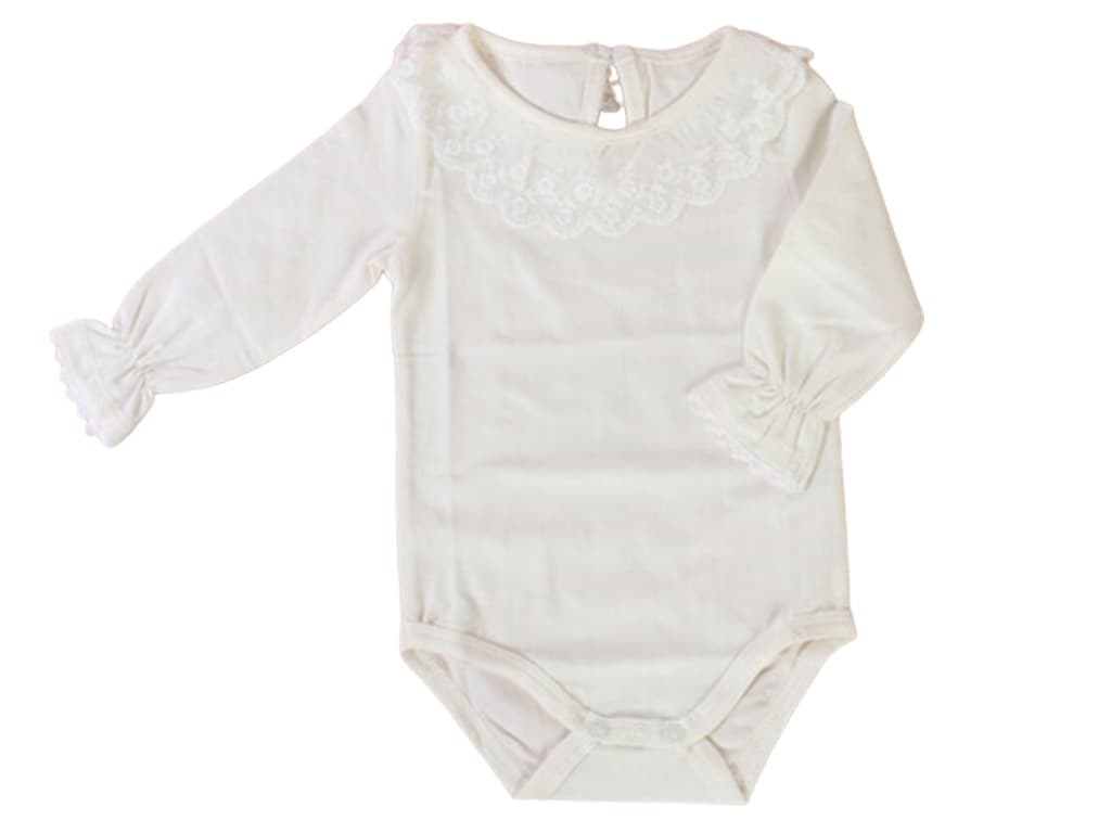 بادی زیرسارافونی دخترانه رنگ شیری یقه گیپوری