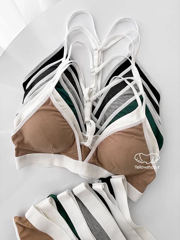 ست شورت و نیمتنه بندی اسپرت طرح مثلثی کد 25193