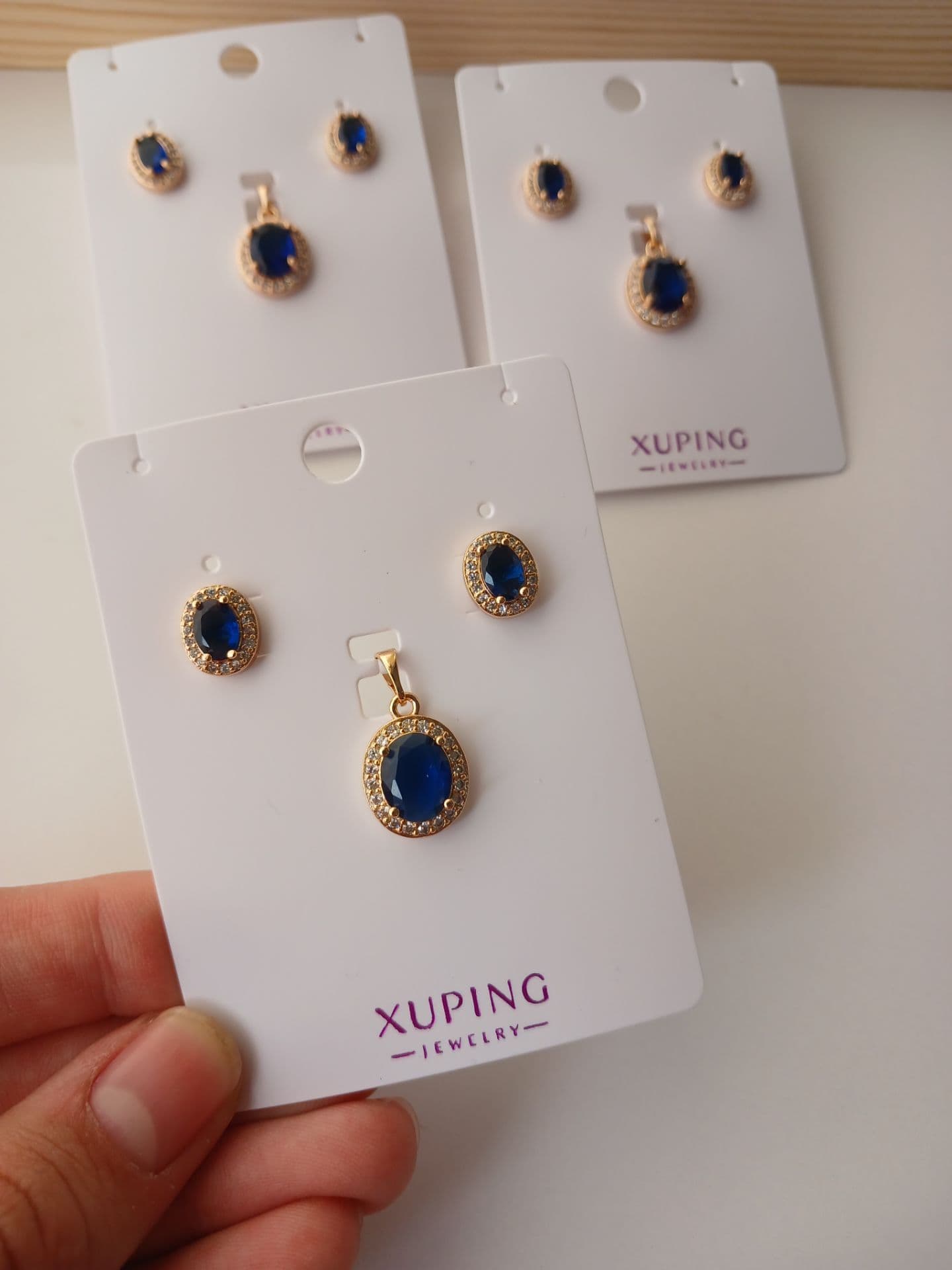 نیم ست ژوپینگ نگین آبی کد0001