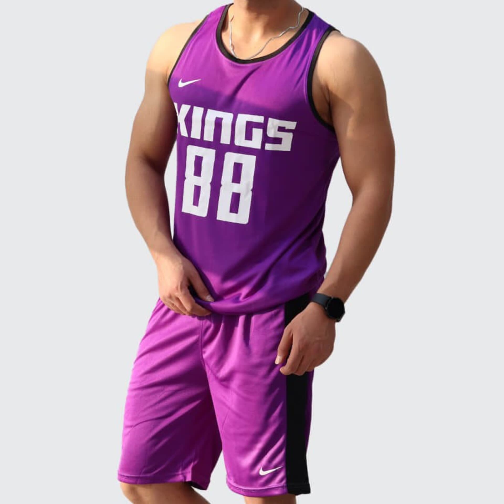 ست رکابی و شلوارک ورزشی بسکتبالی مردانه کینگ بنفش