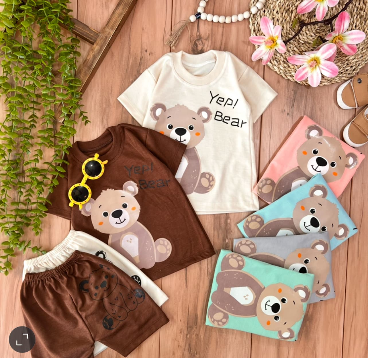 تیشرت شلوارک خرس قهوه ای9144