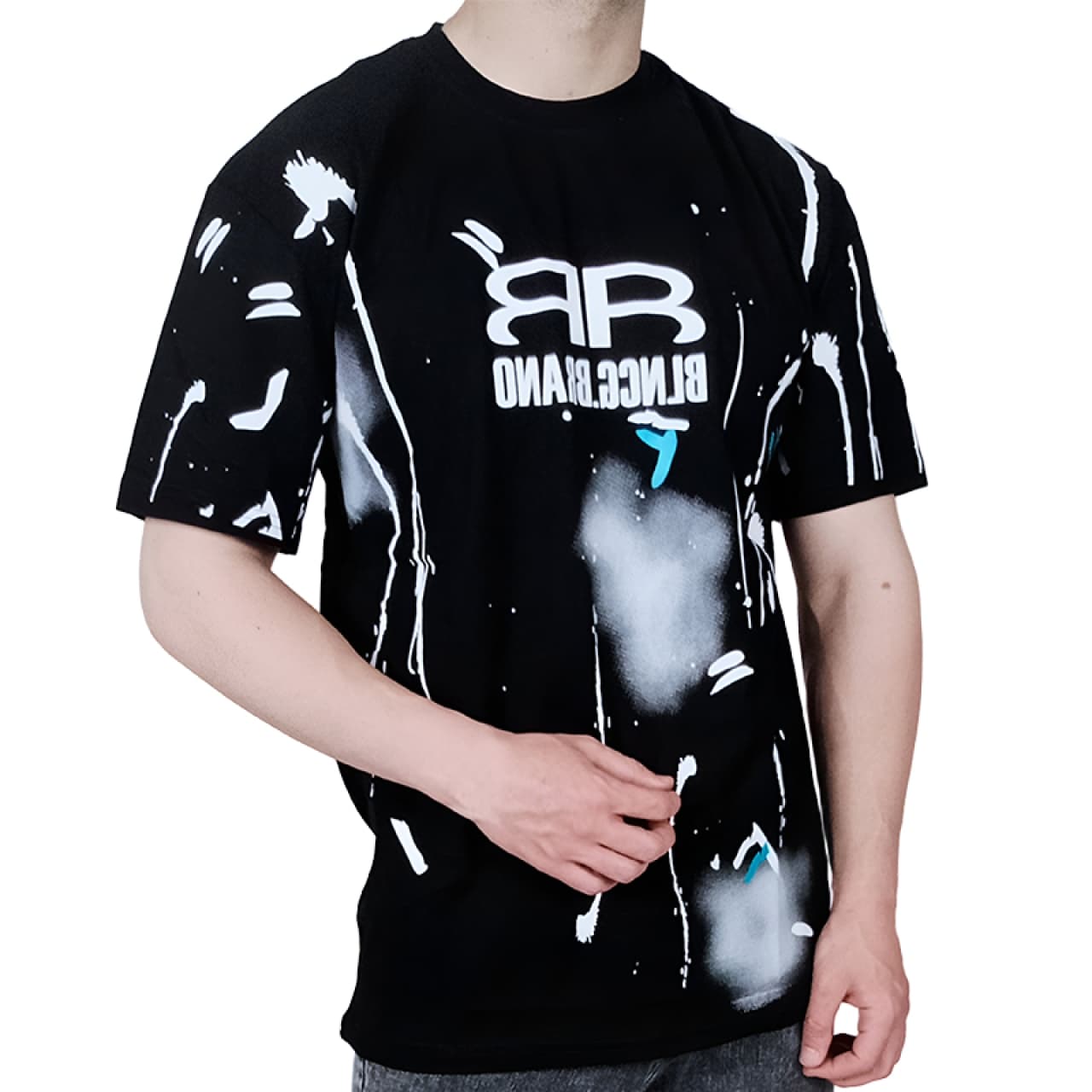 تیشرت آستین کوتاه مردانه مشکی طرح آبرنگی