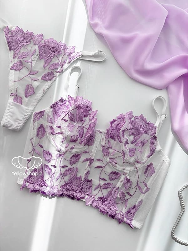 ست شورت و سوتین گیپوری پایه بلند ژینا کد 25097