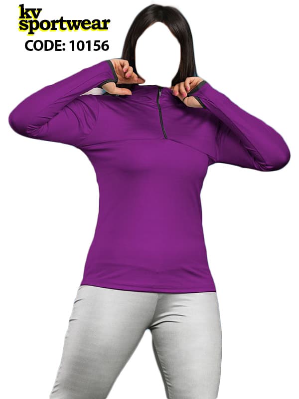 تیشرت نیم زیپ فینگردار ورزشی زنانه کد 005