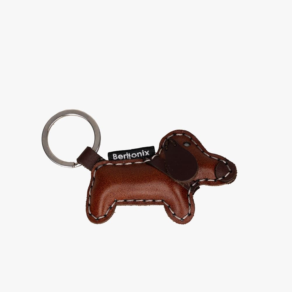 جاسوئیچی چرمی طرح سگ قهوه ای