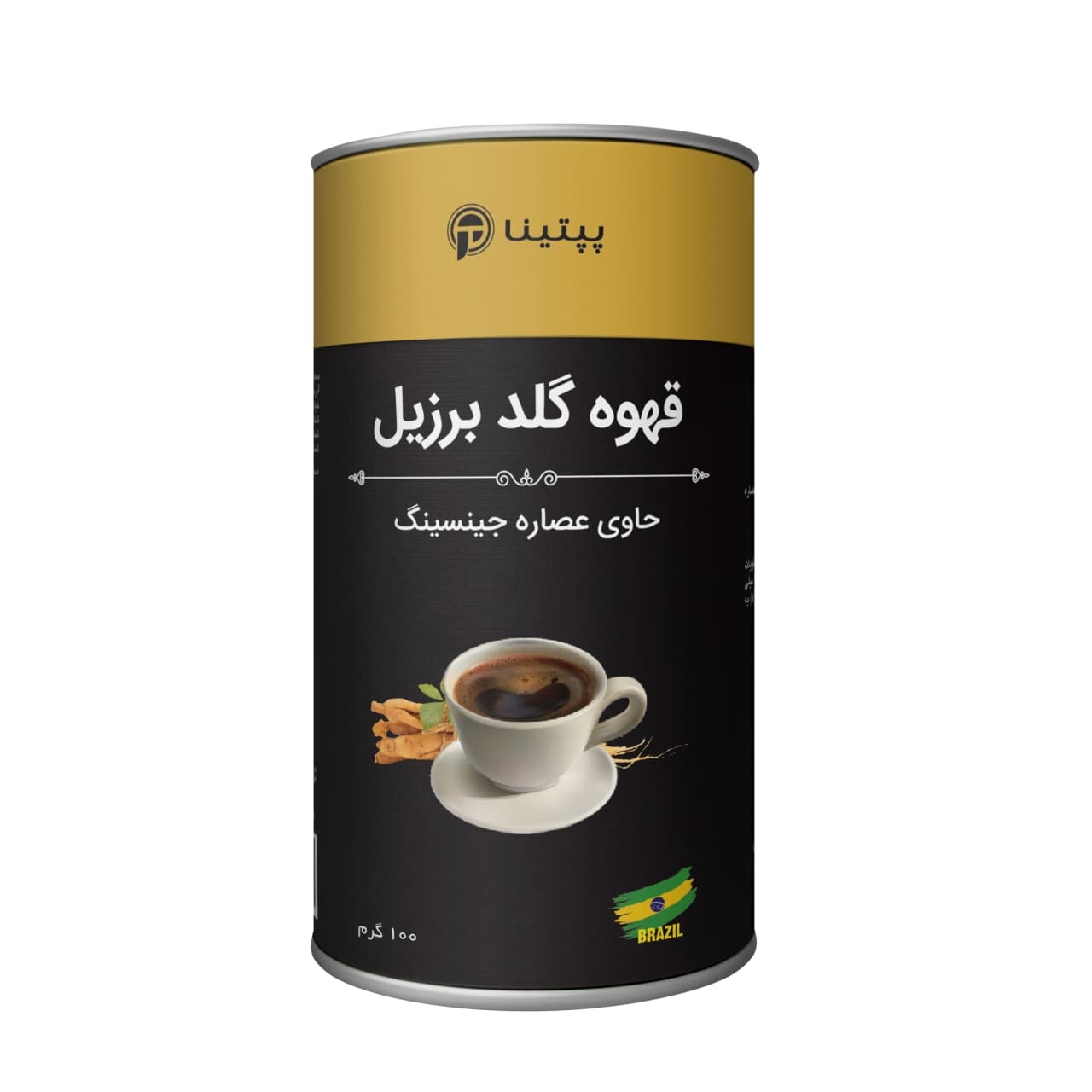 قهوه گلد برزیل حاوی عصاره جینسینگ پپتینا 100 گرم