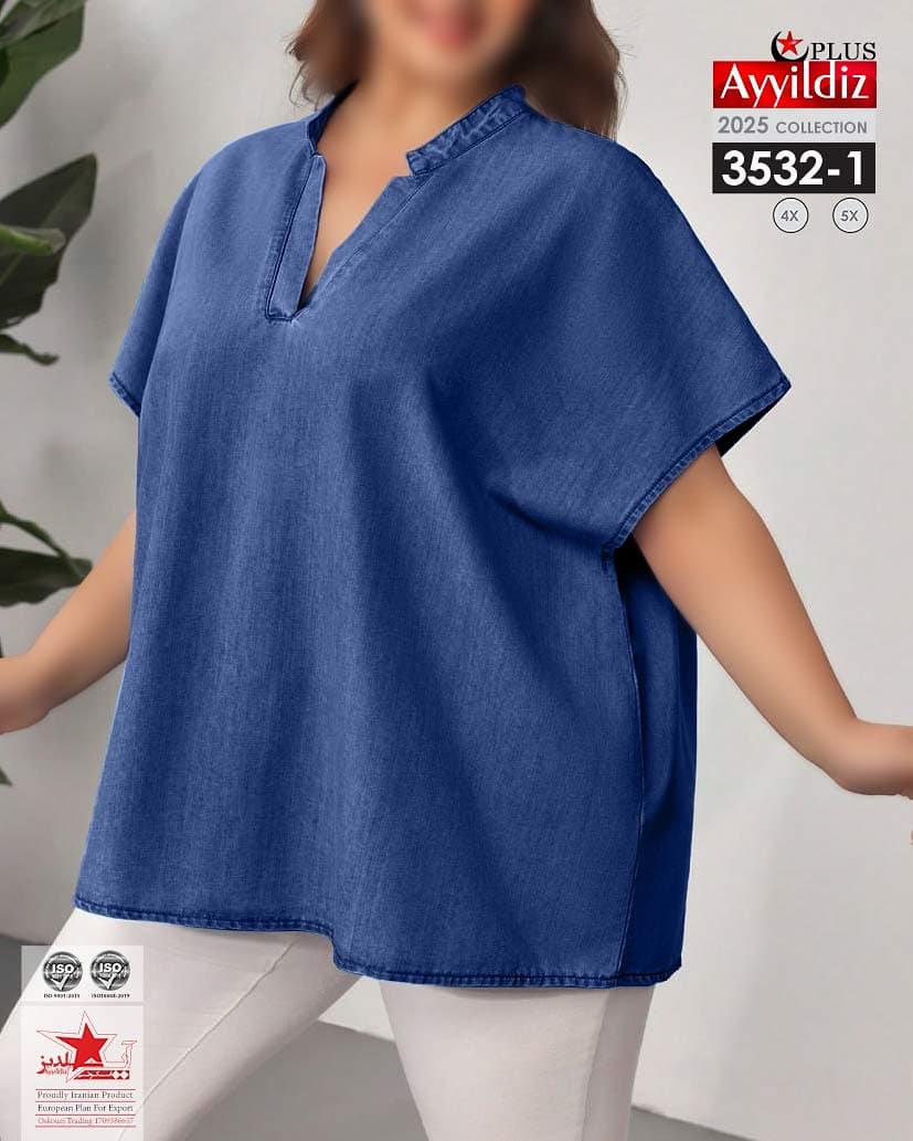 شومیز لی زنانه سایز بزرگ کد ٣۵٣٢