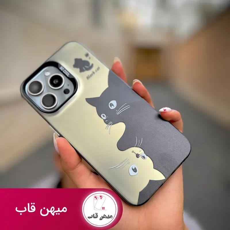 قاب گوشی آیفون گربه سیاه سفید - کد (۴۴۷۰۷)