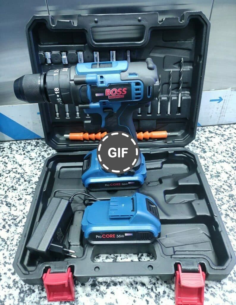 دریل شارژی ۳۶ ولت چکشی سه نظام فلزی باس مدل gws-pro