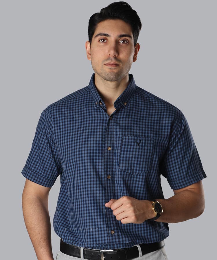 پیراهن آستین کوتاه مردانه چهارخانه 4403